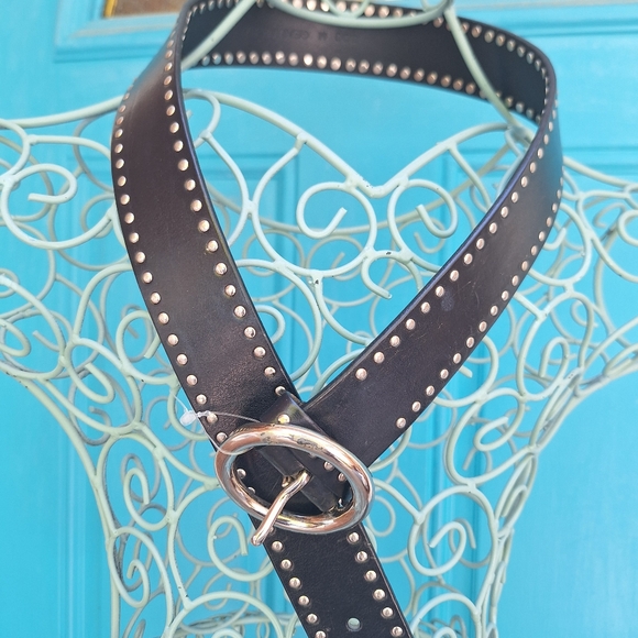 Genuine Italian Leather Studded Belt Womens - Picture 4 of 16